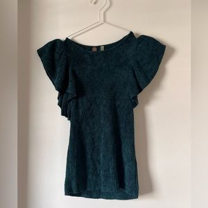 Free People Velvet Dark Green Top